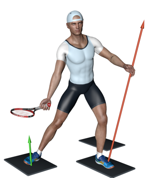 zur Vergrößerungsansicht des Bildes: 3D-Modell eines Tennisspielers mit Visualisierung eines Vorhandschlages im Tennis