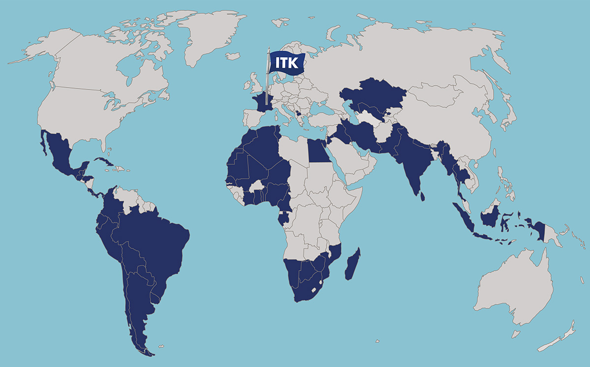 Carte du monde: Les ambassadeurs de l’ITK 