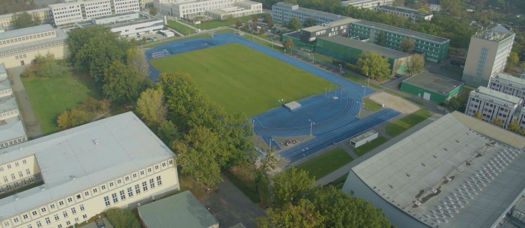 Sportwissenschaftliche Fakultät, Luftaufnahme. Foto: Universität Leipzig