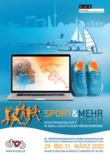 Das Bild zeigt ein Poster der Veranstaltung Sport & Mehr der Deutschen Vereinigung für Sportwissenschaft
